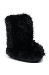 AZALEA WANG DIPA BLACK FUR FLAT BOOTIE