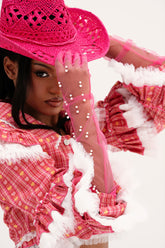 ALL THE VIBES PEARL GLOVES IN PINK