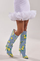 AKIRA GOLD GARLAND BLUE FLORAL BOOT