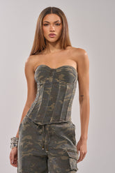 DOWN AND DIRTY CAMO CORSET