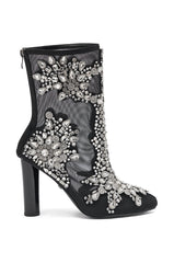AKIRA GOLD GRANDEUR BLACK EMBELLISHED COCKTAIL BOOTIE