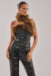 ARE YOU FOR REAL FUR TRIM CORSET