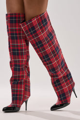 AKIRA GOLD LOCHANA MULTI PLAID FLANNEL SEXY BOOT
