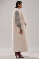 DOWN TIME FAUX FUR VEST IN IVORY