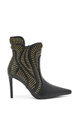AKIRA GOLD WEAVER BLACK AND OLIVE BOOTIE