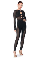 ARCHETYPE MESH KNIT CUTOUT JUMPSUIT