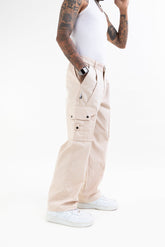 Ripstop Wide Leg Cargo Pants Beige